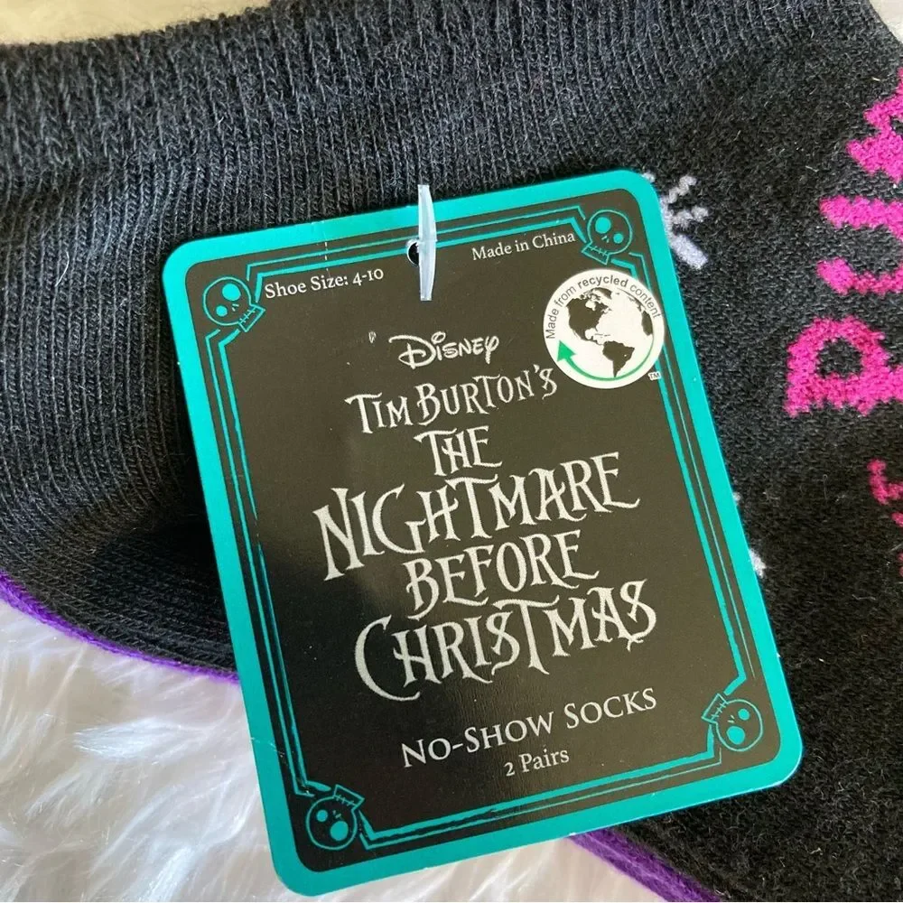 The Nightmare Before Christmas 2 Pairs No Show Socks NWT Jack & Sally
